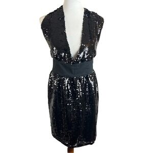 Sequin Apron with Bow Tie‎ Back - Black Fits XL. Handmade in USA